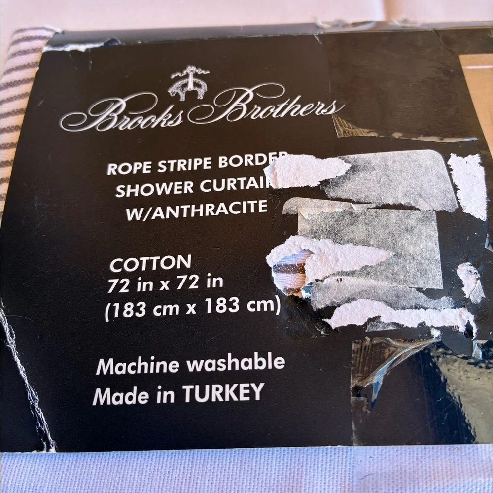 NWT Brooks Brothers Rope Stripe Border Shower Curtain